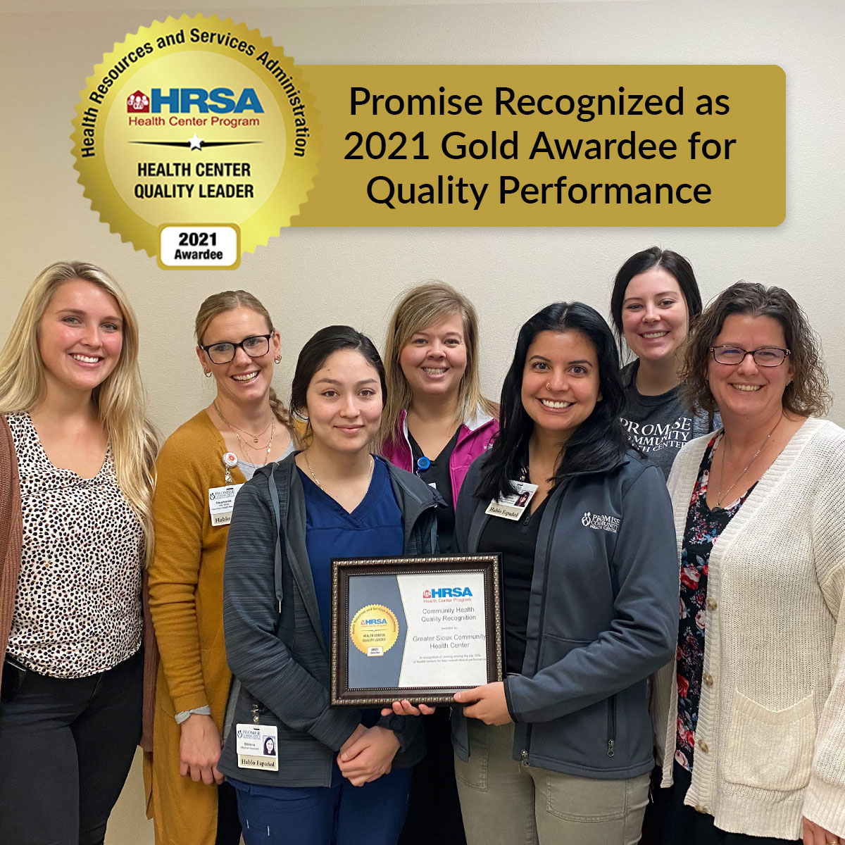 Promise Recognized As 2021 Gold Awardee For Quality Performance - Promise Community Health Center - Located In Sioux Center Northwest Iowa