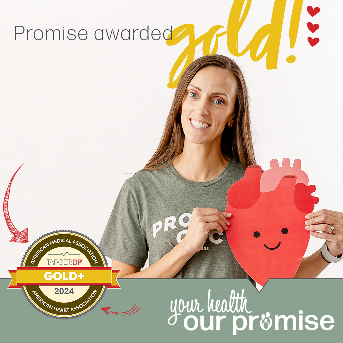 Promise awarded Gold+ award from American Heart Association | Promise Community Health Center in Sioux Center, Iowa | Federally Qualified Health Center serving Rock Valley, Hull, Boyden, Sheldon, LeMars, Rock Rapids, Hawarden, Orange City, Alton, Granville, Hospers, Ireton Iowa