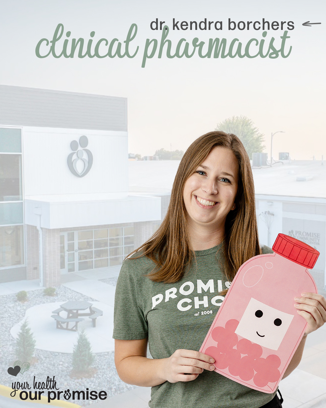 Dr. Kendra Borchers, Pharmacist at Promise Community Health Center in Sioux Center, Iowa | Promise Community Health Center in Sioux Center, Iowa | Federally Qualified Health Center serving Rock Valley, Hull, Boyden, Sheldon, LeMars, Rock Rapids, Hawarden, Orange City, Alton, Granville, Hospers, Ireton Iowa